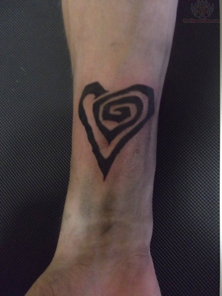 Spiral Heart Lower Arm Tattoo