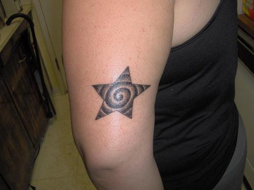 Spiral Star Tattoo On Right Half Sleeve