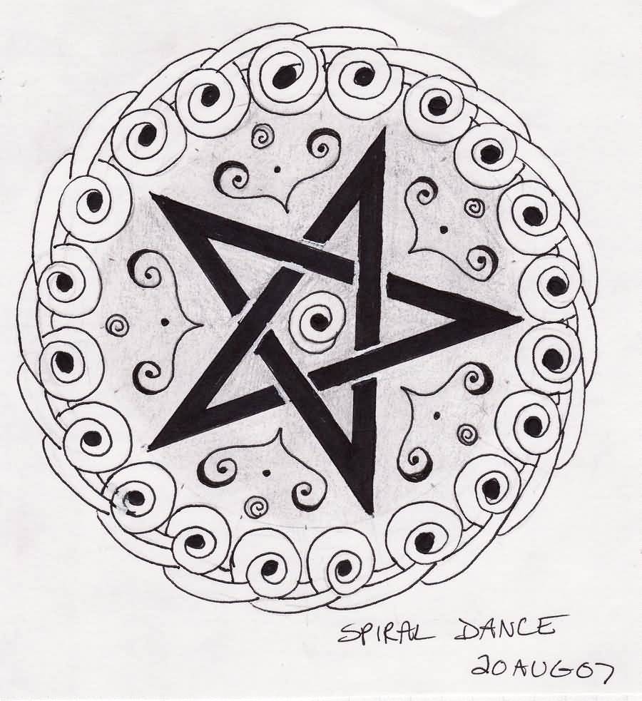Star Spiral Circle Tattoo Drawing