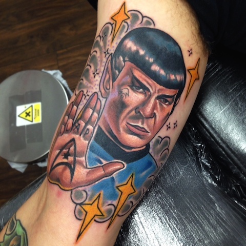 Stark Trek Character Spock Western Tattoo On Biceps