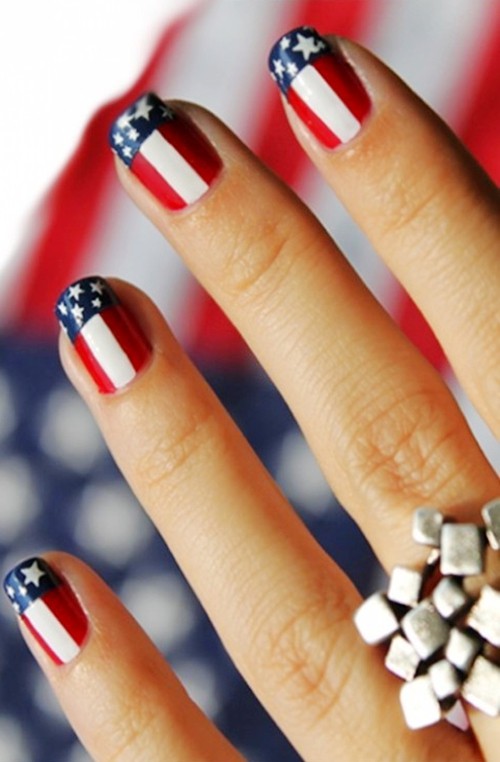 Stripes And Stars Design American Flag Nail Art