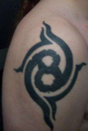 Stylish Number Eight Tattoo On Right Shoulder