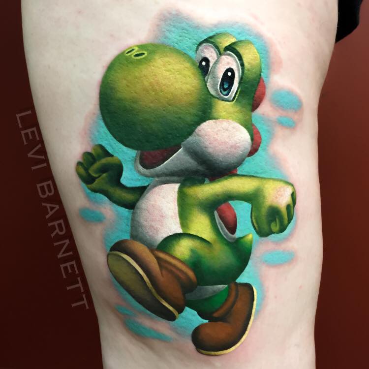 Super Mario Tattoo on Arm by Levi Barnett