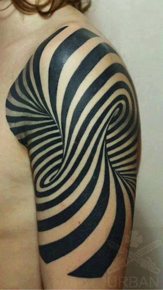 Superb 3D Illusion Spiral Tattoo On Left Half Sleeve