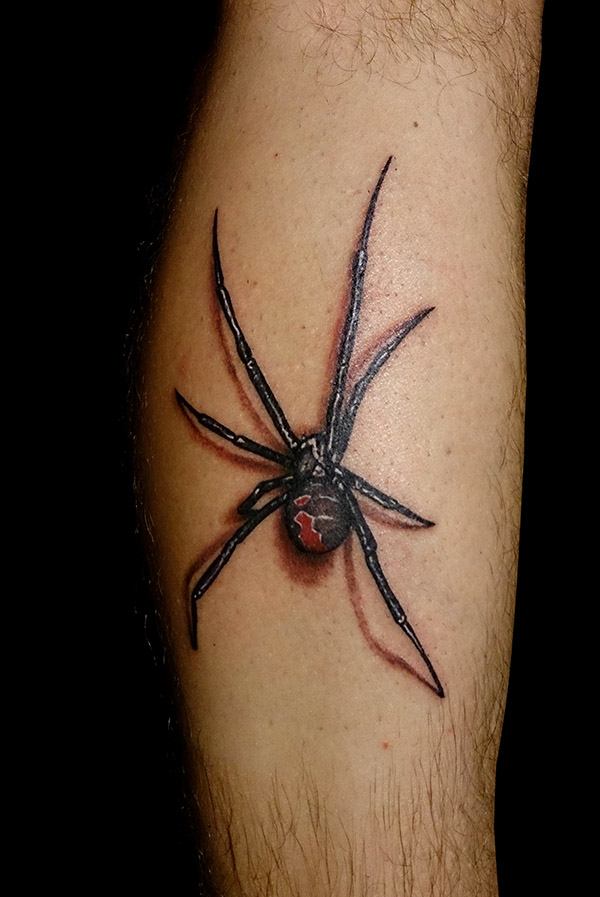 Superb Black Widow Spider Tattoo By SteveToth89