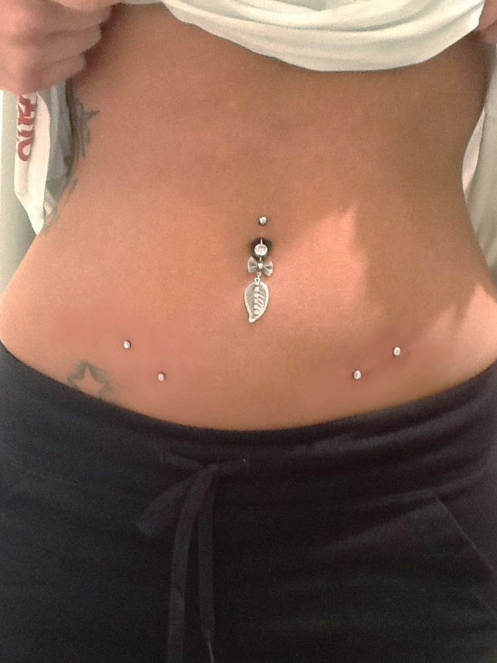 Surface Dermal Anchors Hip And Surface Navel Piercing