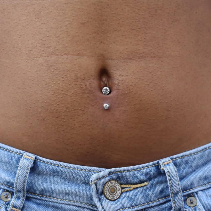 Surface Navel Piercing With Barbell