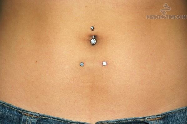Surface Navel Piercing With Dermal Anchors