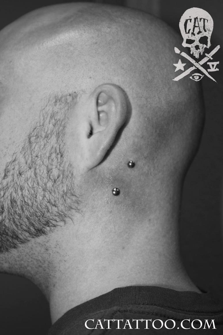 Surface Neck Piercing With Barbell For Men