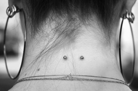 Surface Neck Piercing With Barbell