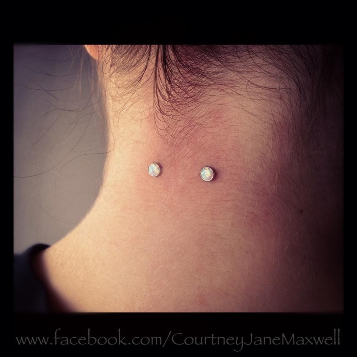 Surface Neck Piercing With Opal Studs