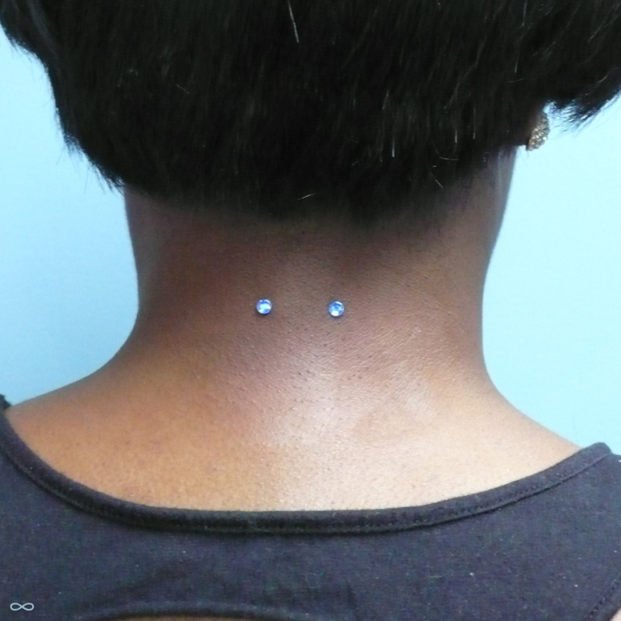 Surface Neck Piercing With Silver Anchors