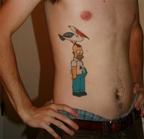 Television Cartoon Tattoo On Side Rib