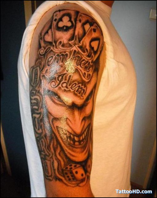 Terrific Western Clown Half Sleeve Tattoo