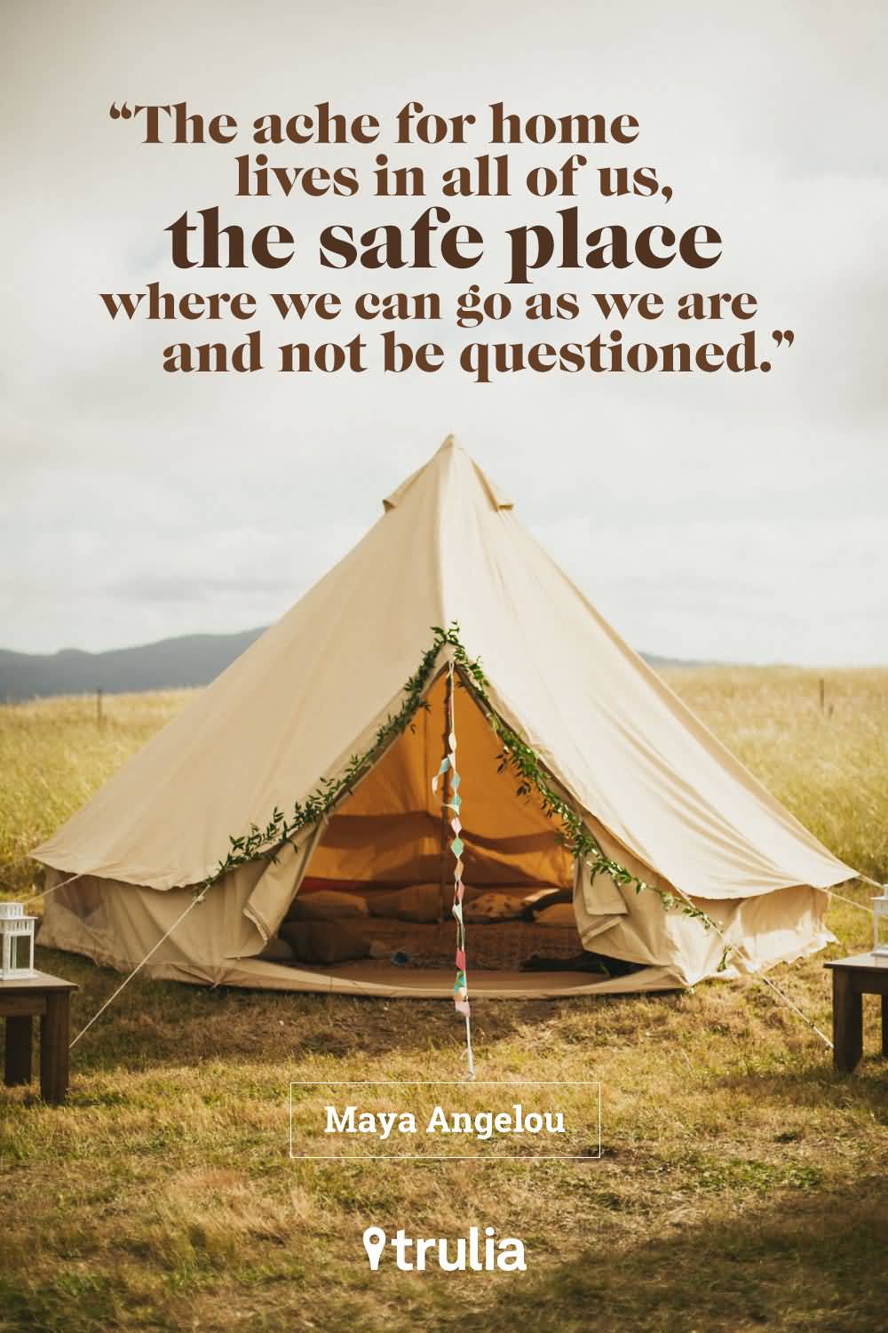The ache for home lives in all of us, the safe place where we can go as we are and not be questioned - Maya Angelou