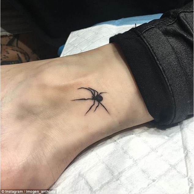 Tiny Black Widow Spider Tattoo On Ankle