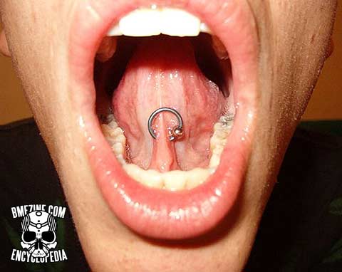 Tongue Frenulum Piercing With Bead Ring