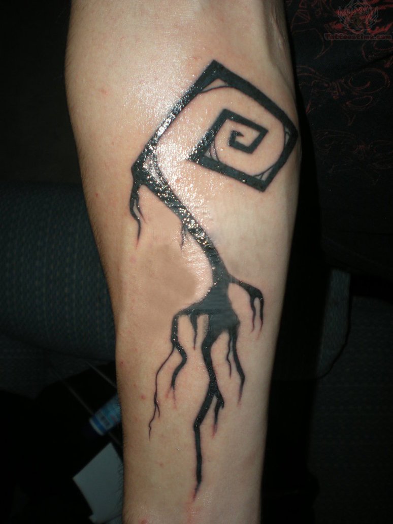 Tree Spiral Tattoo On Forearm