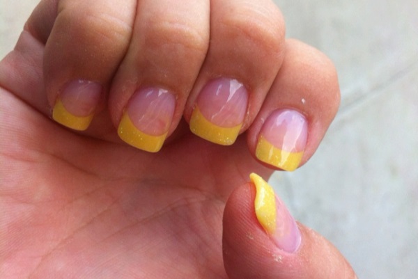 Trendy Yellow And Yellow Tip Nail Art