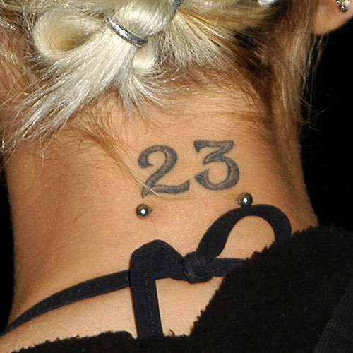 Twenty Three Number Tattoo On Nape