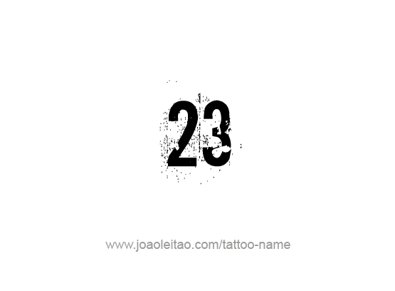 Twenty Three Number Tattoo Stencil
