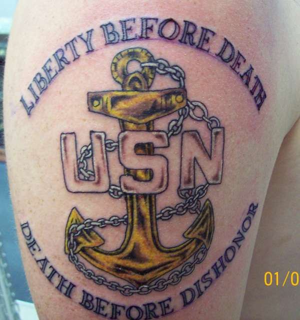 USN Anchor With Vow Navy Tattoo