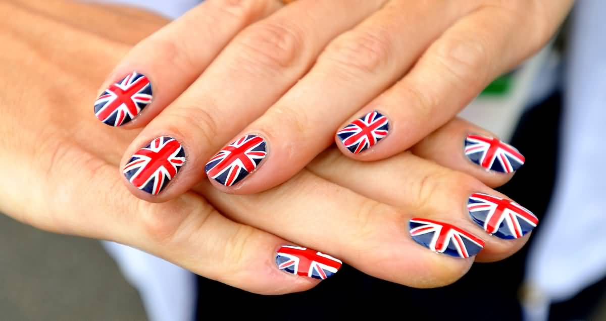 United Kingdom Flag Nail Art Design