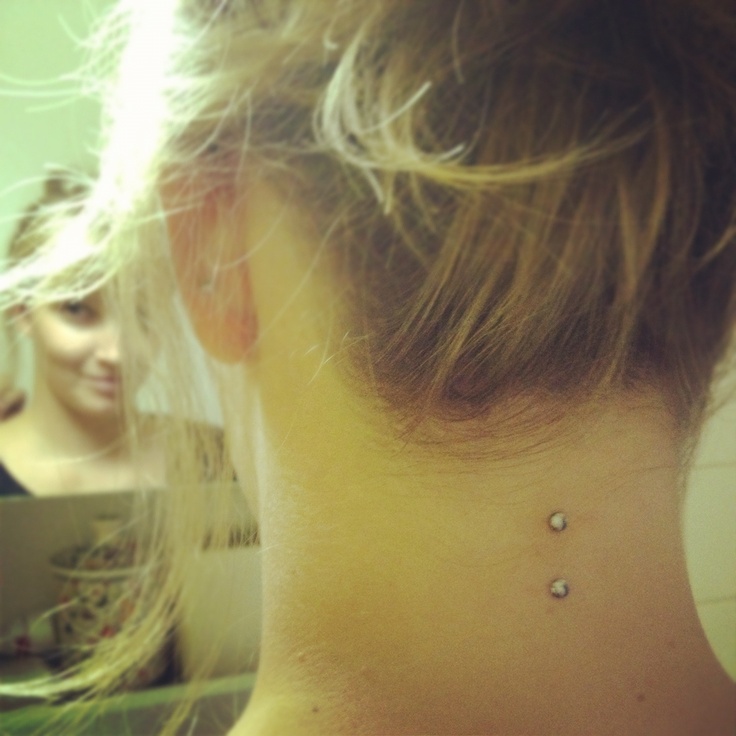 Vertical Silver Barbell Surface Neck Piercing