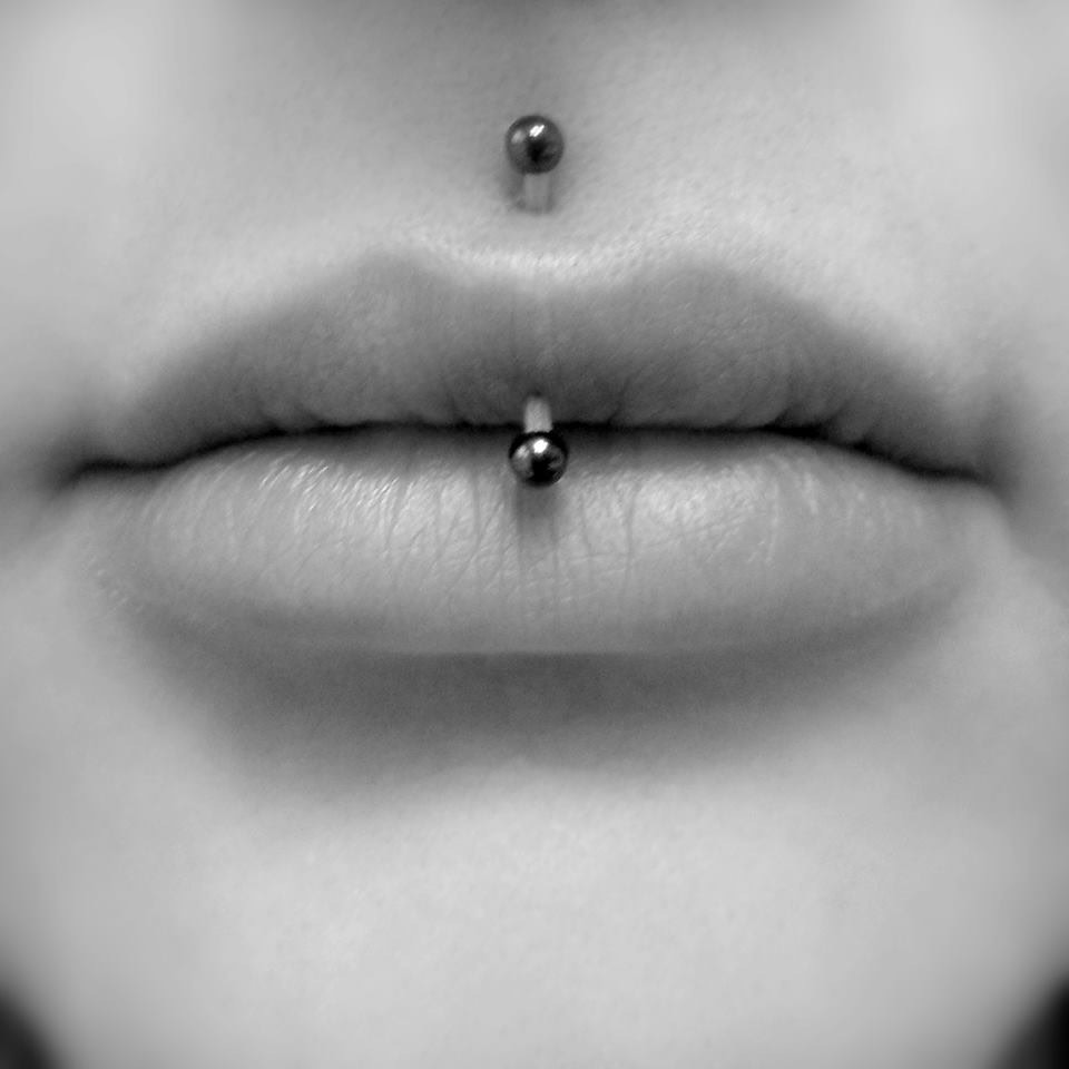 Vertical Top Lip Piercing For Young Girls