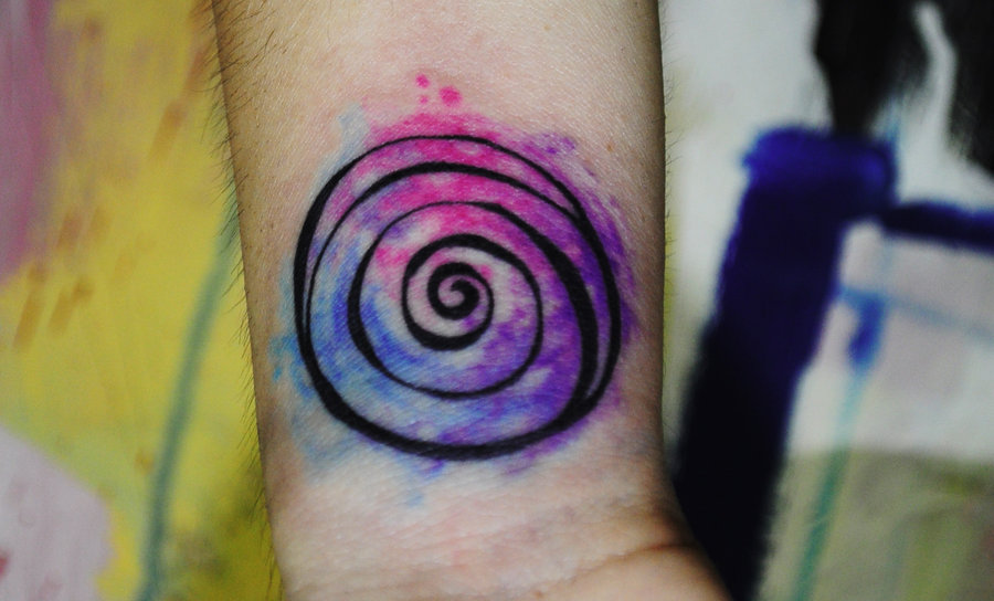Watercolor Spiral Tattoo On Wrist