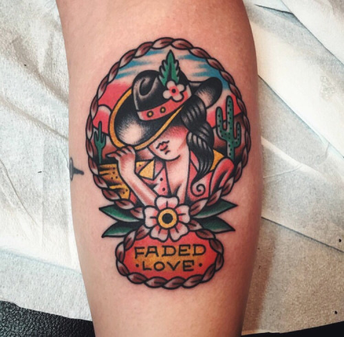 Western Cowboy Girl Symbol Tattoo On Arm