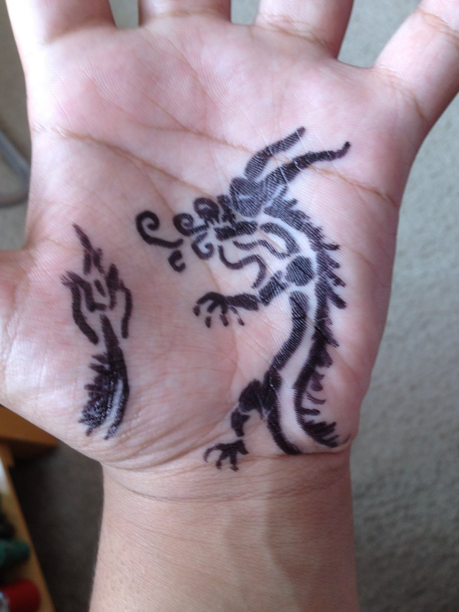 Western Dragon Symbol Tattoo On Palm By Soulmasterpisces