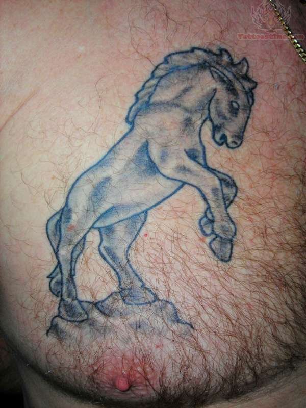 Western Horse Tattoo On Chest