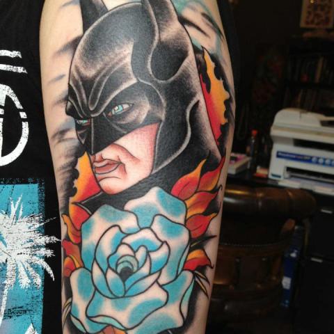 Western Movie Superhero Batman Traditional Tattoo