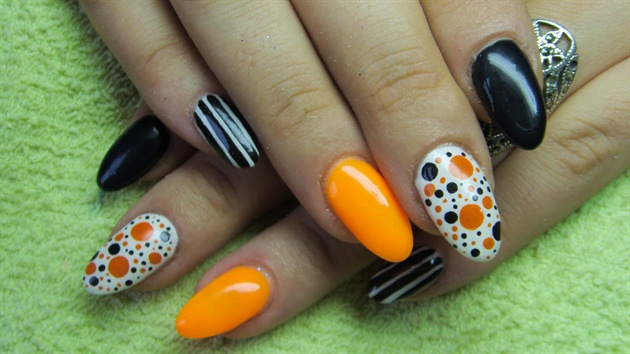 Buy Bright Orange & White Wavy Nail Art Design Hand Painted Custom Press on  Nails Online in India - Etsy