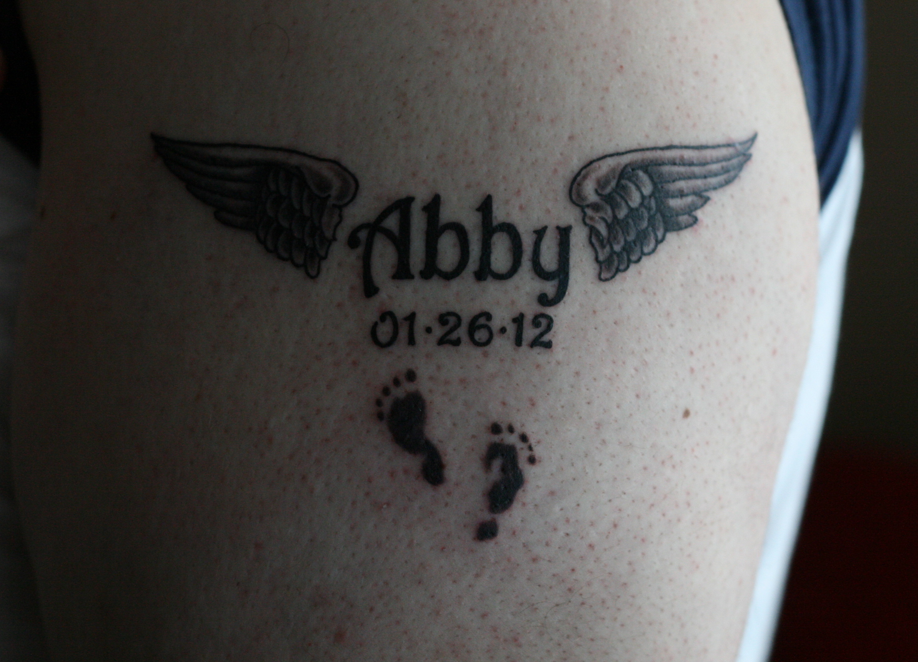 Winged Remembrance Tattoo For Baby