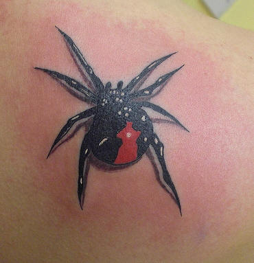 Wonderful 3D Black Widow Tattoo