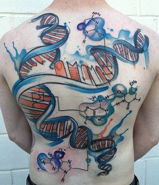 Wonderful Science Chemistry Tattoo On Upper Back