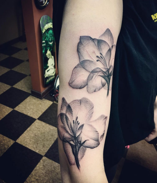X Ray Gladiolus Flowers Tattoo On Half Sleeve