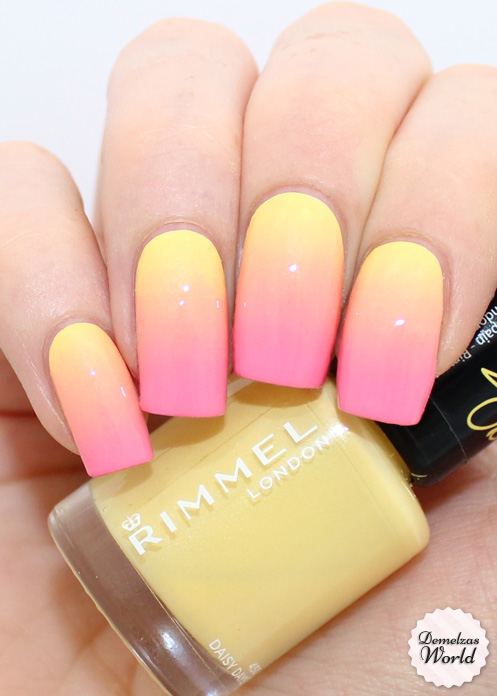 Yellow And Pink Gradient Nail Art
