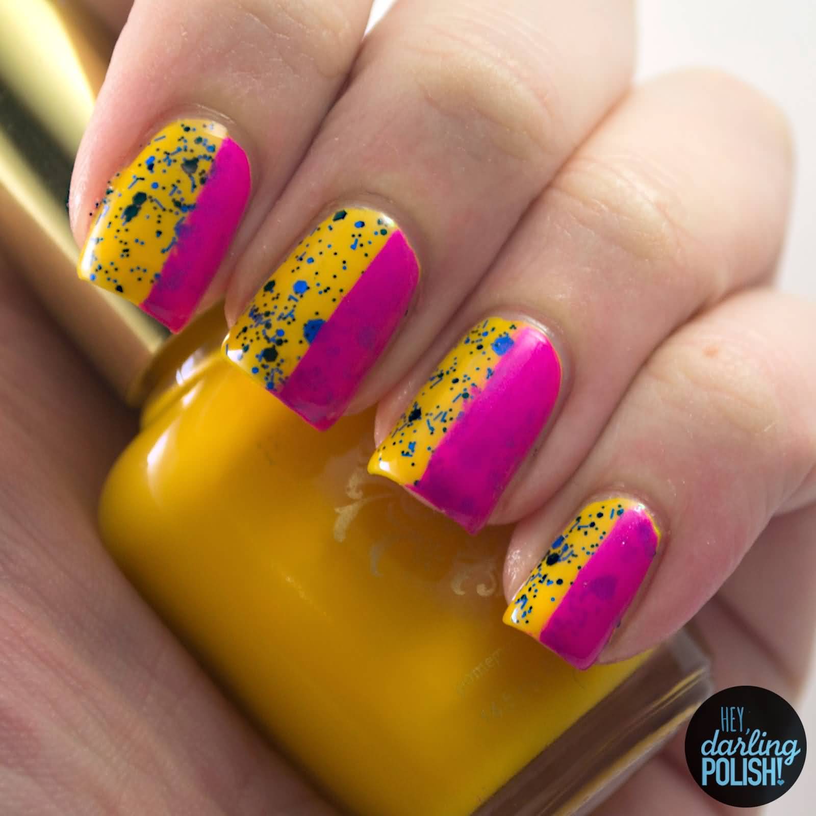 Yellow And Pink Nail Design