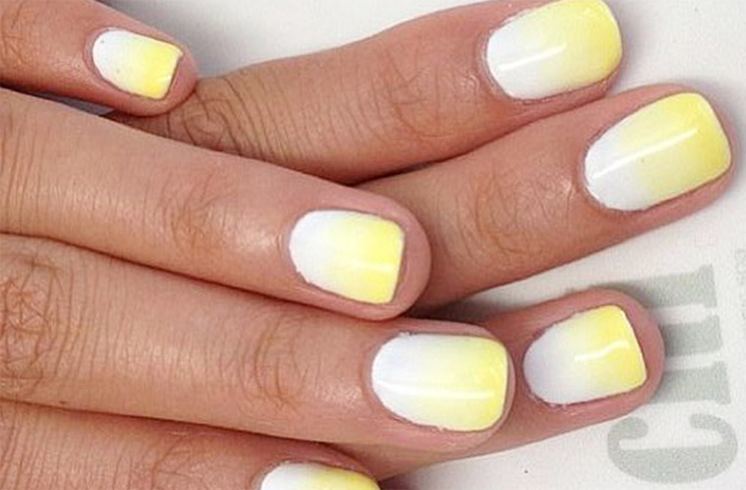 Yellow And White Ombre Nail Art