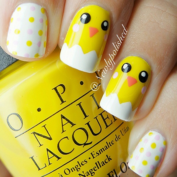 Yellow Chick Nail Art Design Idea