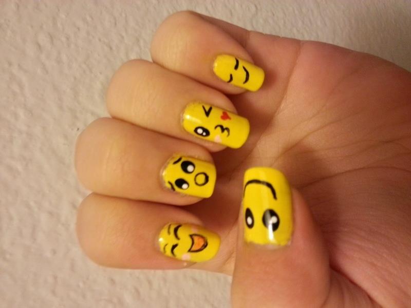 Yellow Emoji Design Nail Art