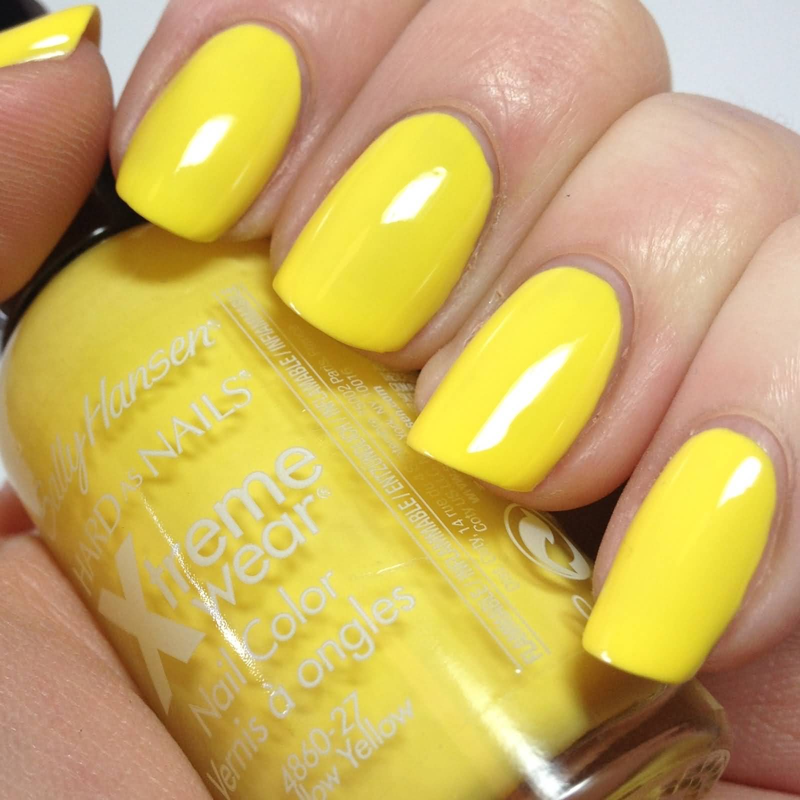 Yellow Nails With White Spots Design Nail Art