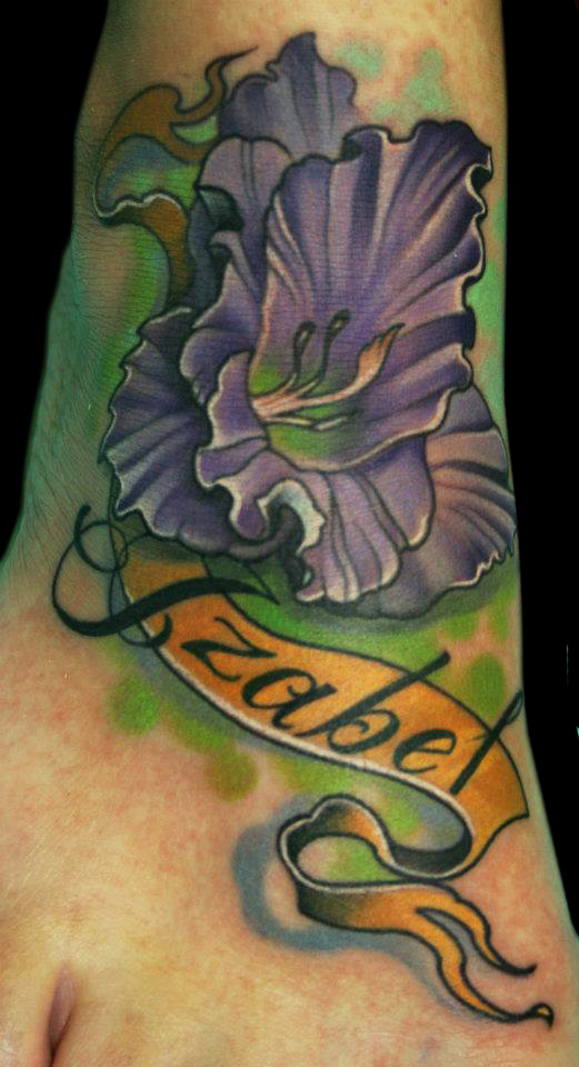 Zabel With Gladiolus Flower Tattoo On Foot By Phedre1985