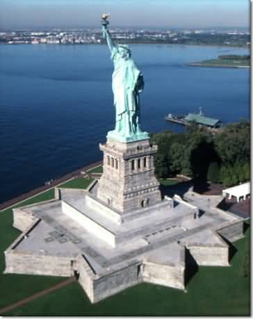 Adorable Aerial View Of Statue Of Liberty