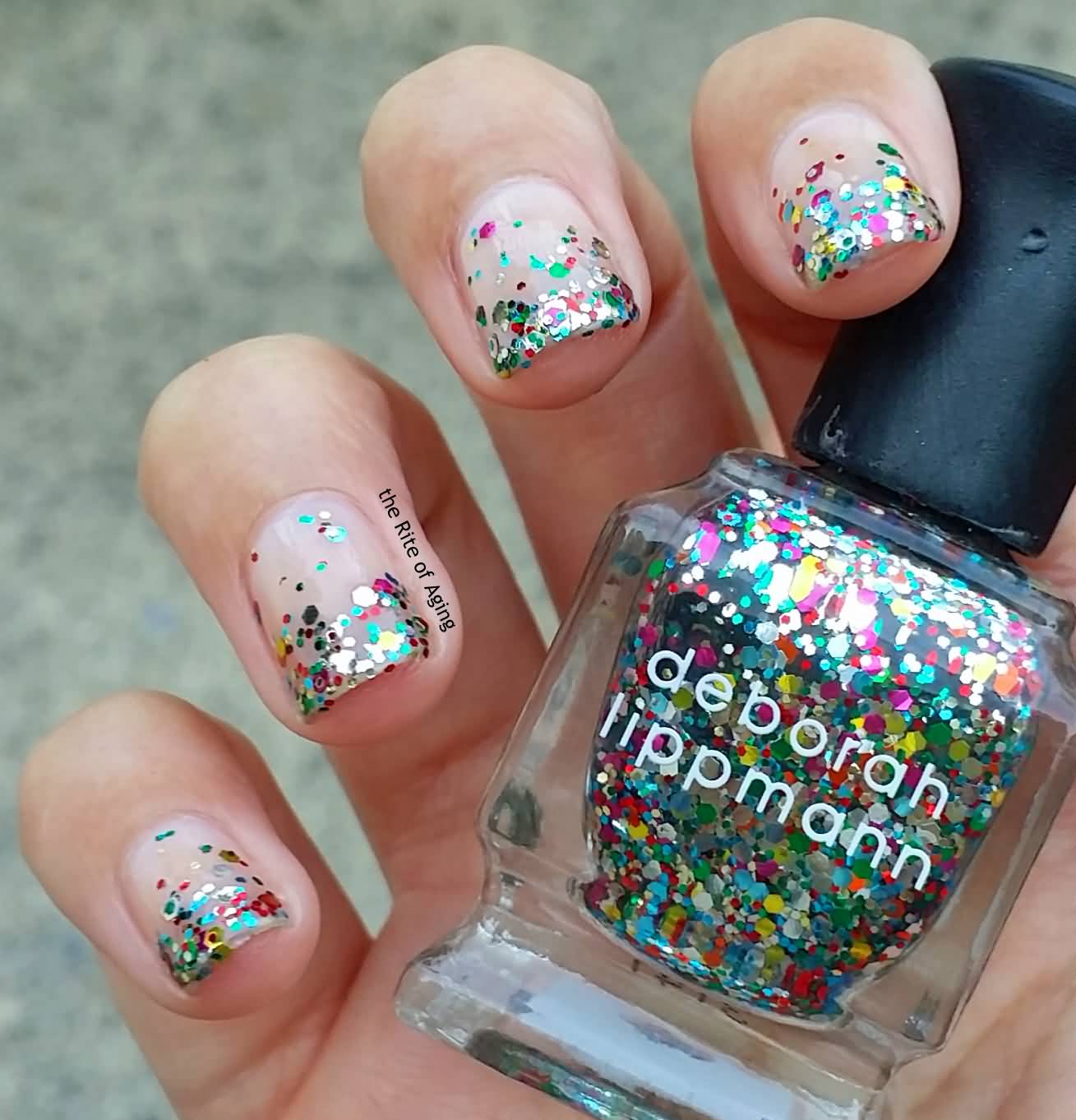 Adorable Rainbow Glitter Gradient Nail Art