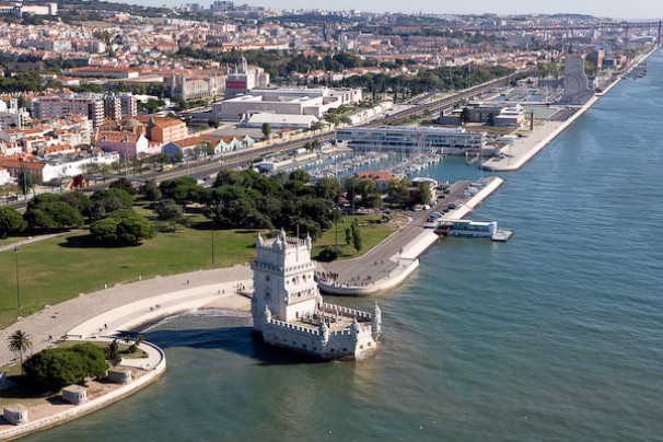 Aerial View Of Belem Tower In Portugal