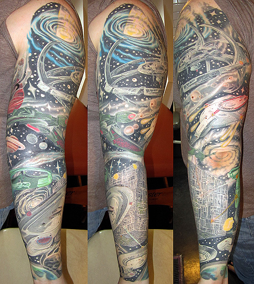 Amazing Star Trek Inspired Tattoo On Full Sleeve